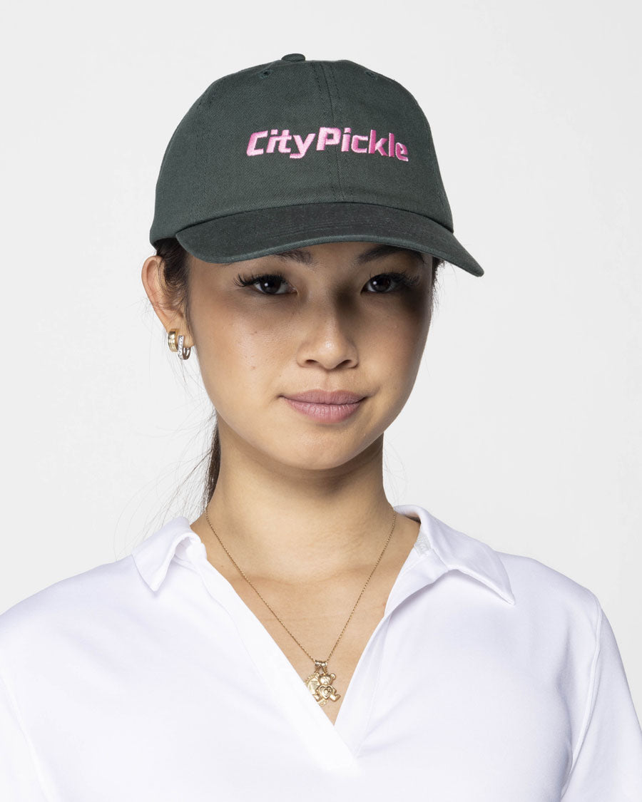 Imperial Dad Hat Green with Pink Horizontal Logo