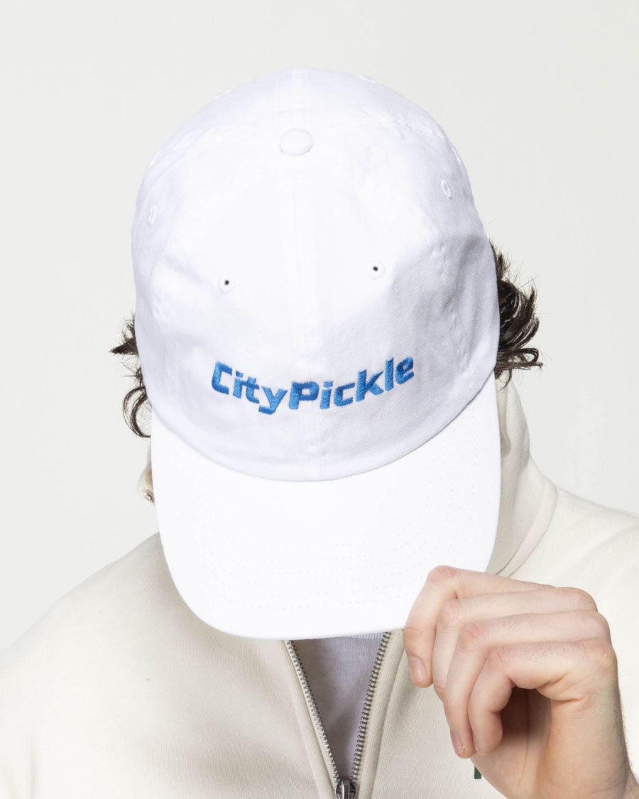 Imperial Dad Hat White with Blue Horizontal Logo – CityPickle