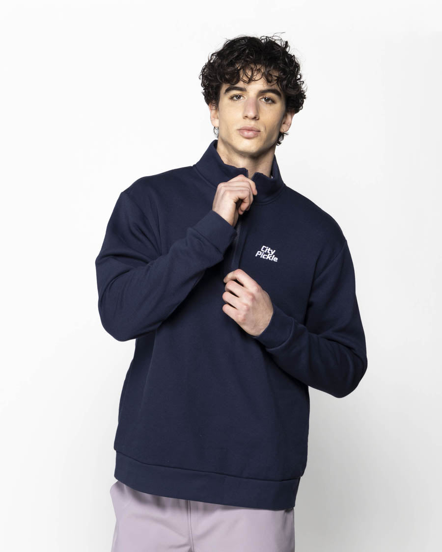 Unisex Quarter Zip Embroidered Fleece Navy – CityPickle