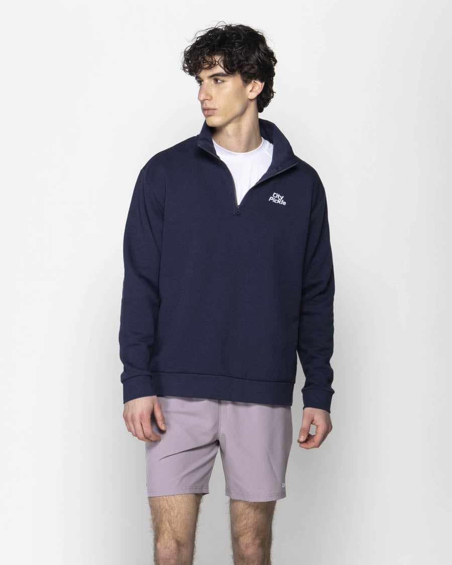 Unisex Quarter Zip Embroidered Fleece Navy – CityPickle
